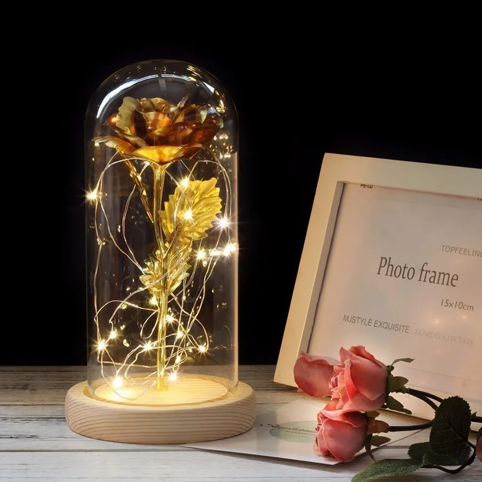 Glevato – Eternal Rose in Glass Dome with Atmospheric LED Lighting
