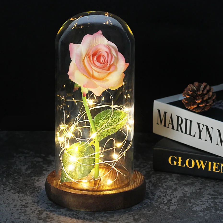 Glevato – Eternal Rose in Glass Dome with Atmospheric LED Lighting