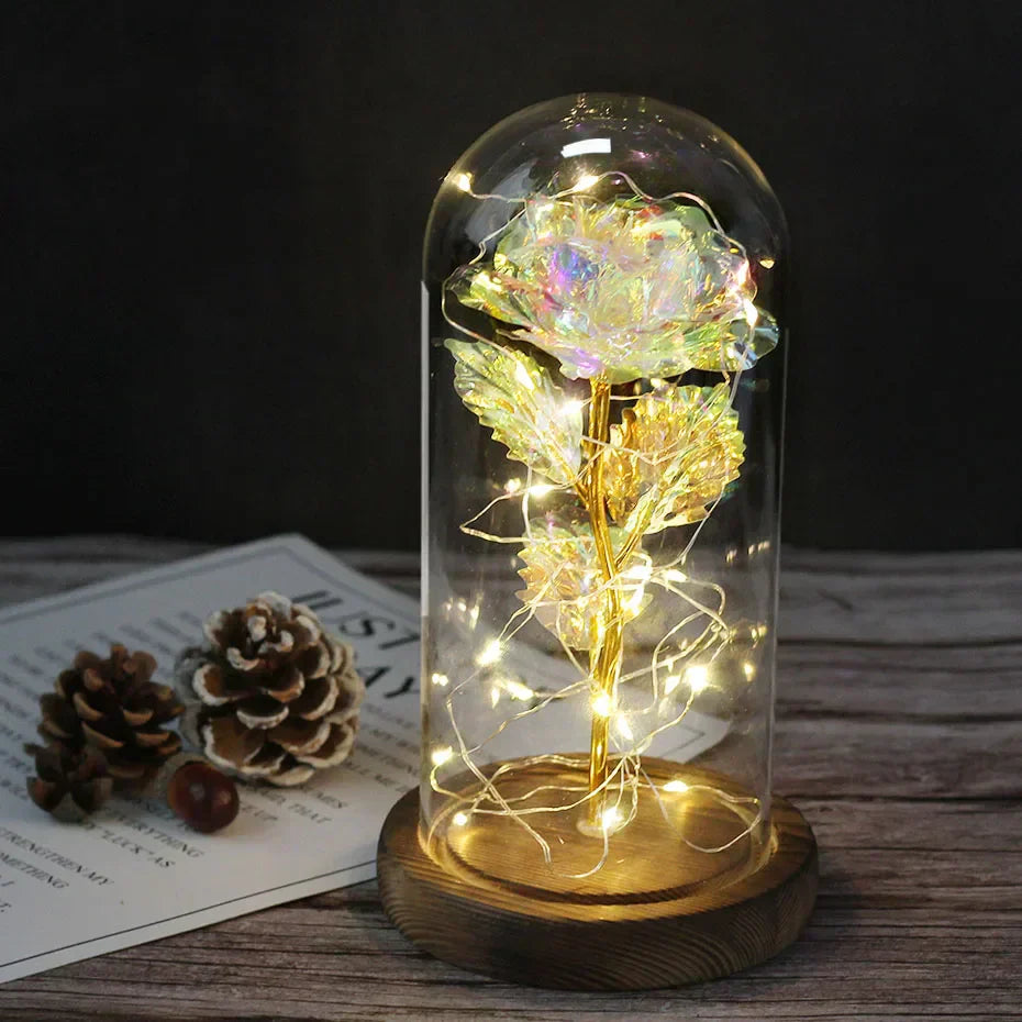 Glevato – Eternal Rose in Glass Dome with Atmospheric LED Lighting