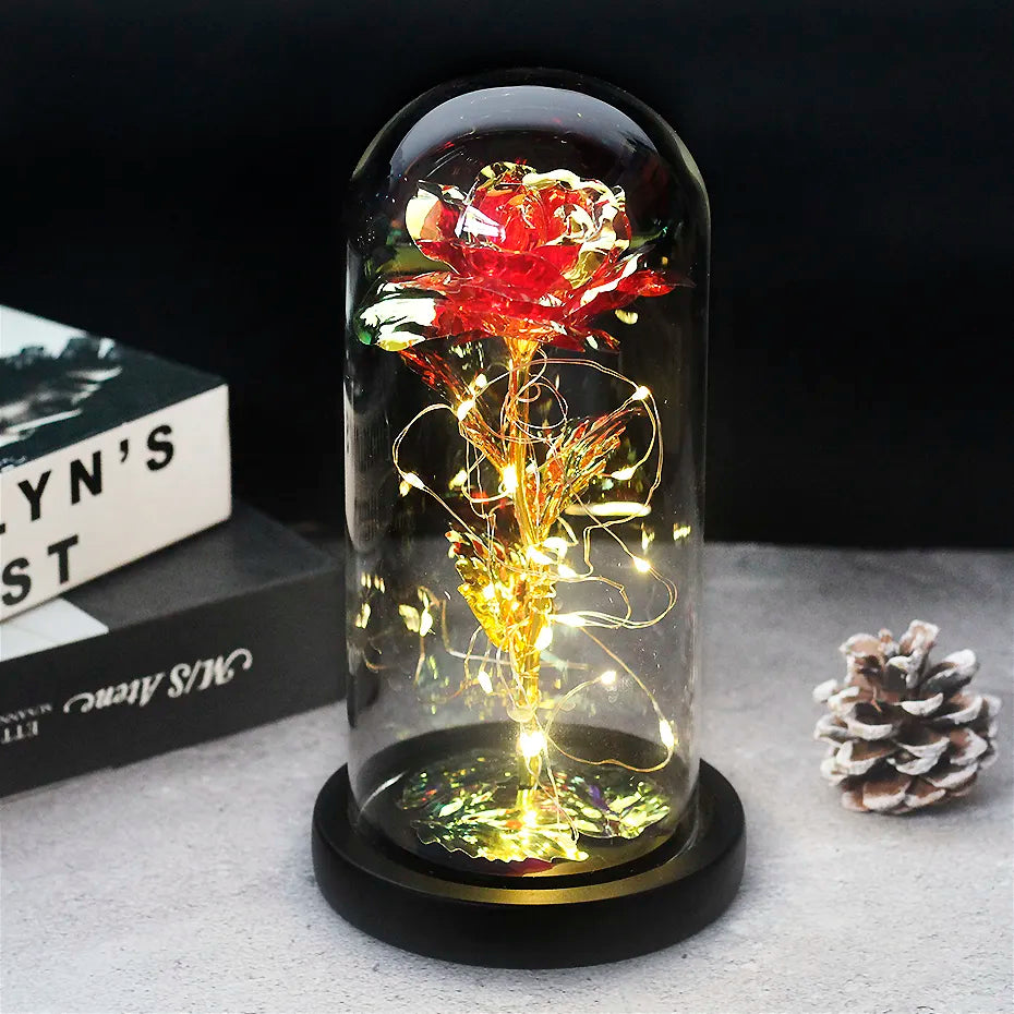 Glevato – Eternal Rose in Glass Dome with Atmospheric LED Lighting
