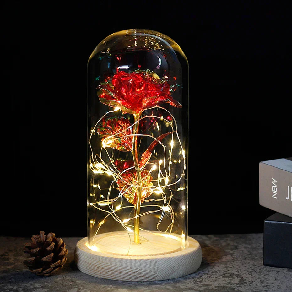 Glevato – Eternal Rose in Glass Dome with Atmospheric LED Lighting