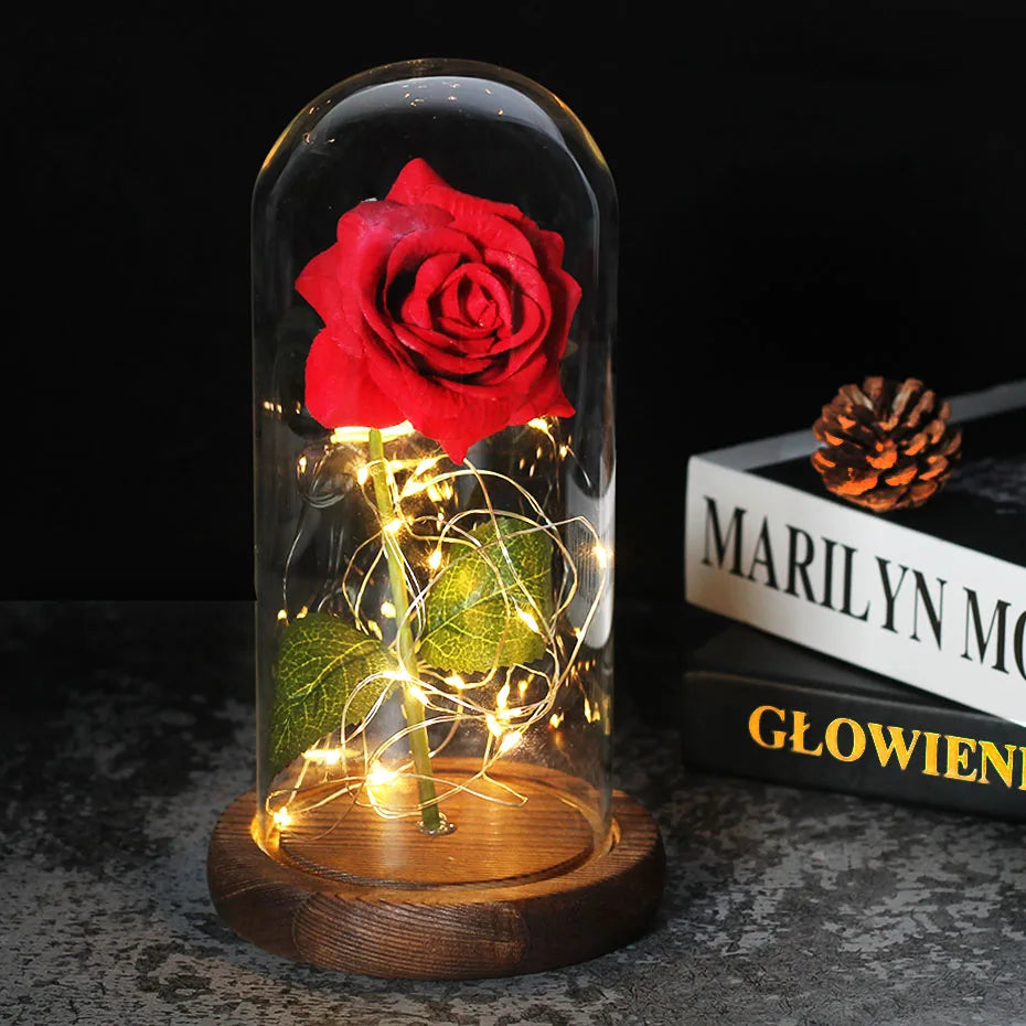 Glevato – Eternal Rose in Glass Dome with Atmospheric LED Lighting