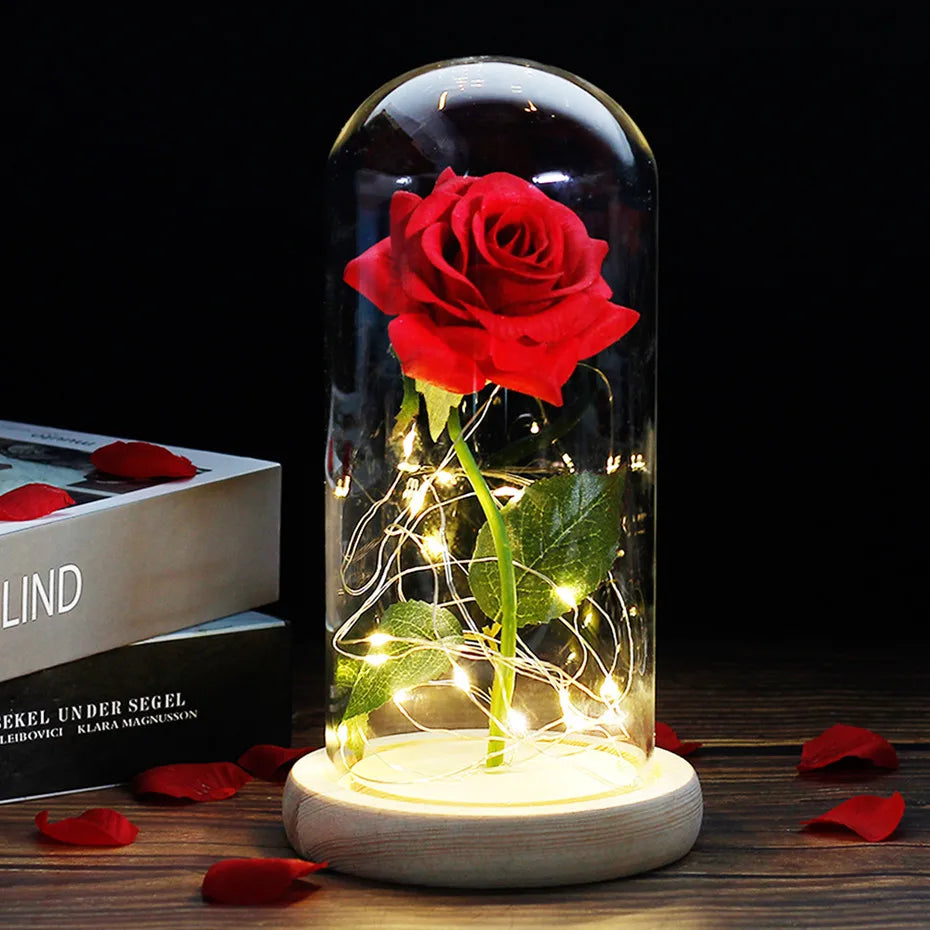 Glevato – Eternal Rose in Glass Dome with Atmospheric LED Lighting