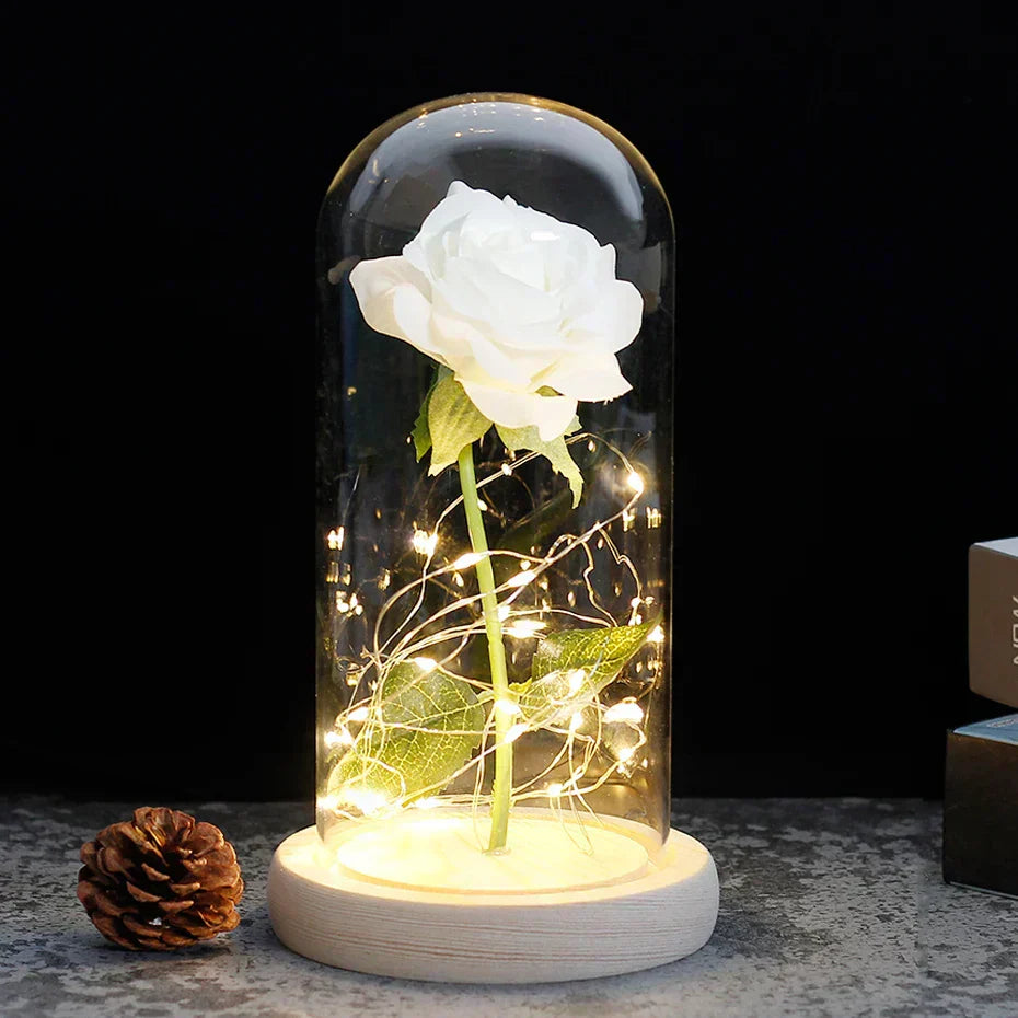 Glevato – Eternal Rose in Glass Dome with Atmospheric LED Lighting