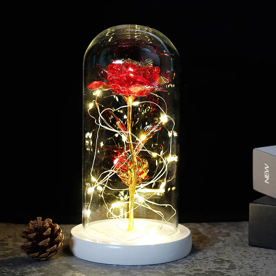 Glevato – Eternal Rose in Glass Dome with Atmospheric LED Lighting