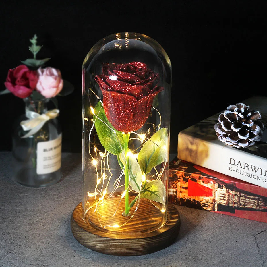 Glevato – Eternal Rose in Glass Dome with Atmospheric LED Lighting