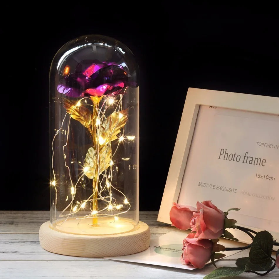 Glevato – Eternal Rose in Glass Dome with Atmospheric LED Lighting