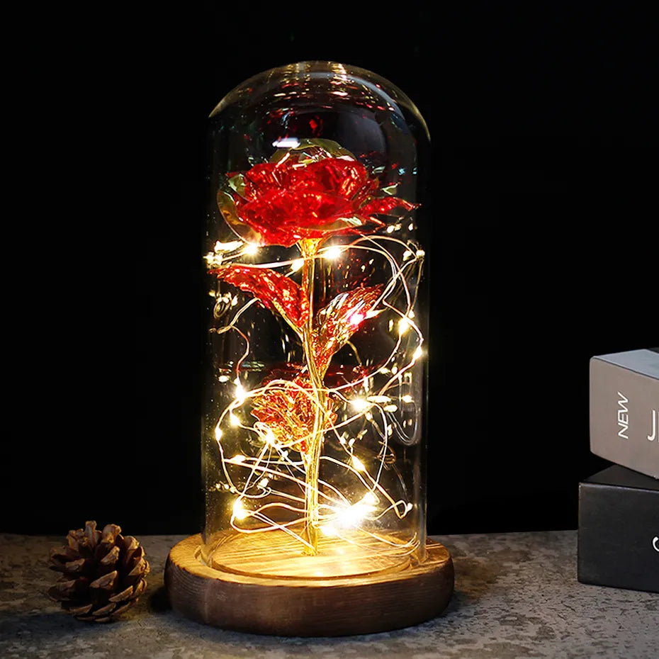 Glevato – Eternal Rose in Glass Dome with Atmospheric LED Lighting