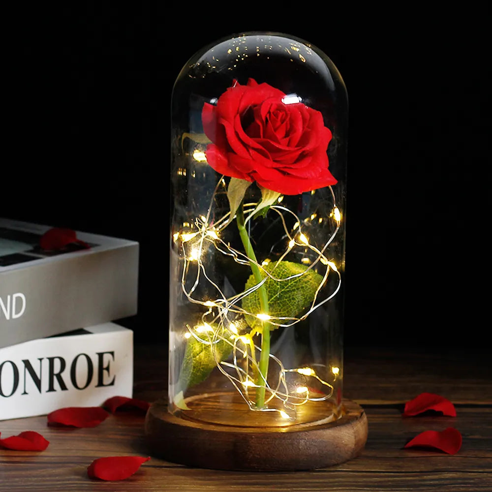 Glevato – Eternal Rose in Glass Dome with Atmospheric LED Lighting