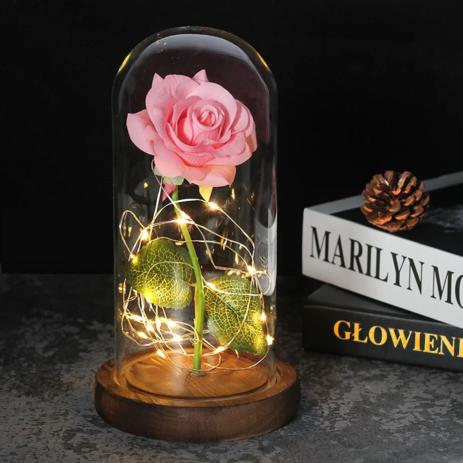 Glevato – Eternal Rose in Glass Dome with Atmospheric LED Lighting