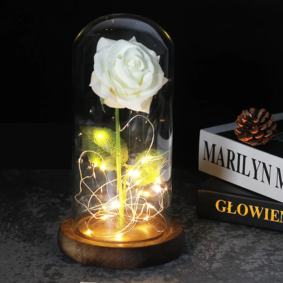 Glevato – Eternal Rose in Glass Dome with Atmospheric LED Lighting