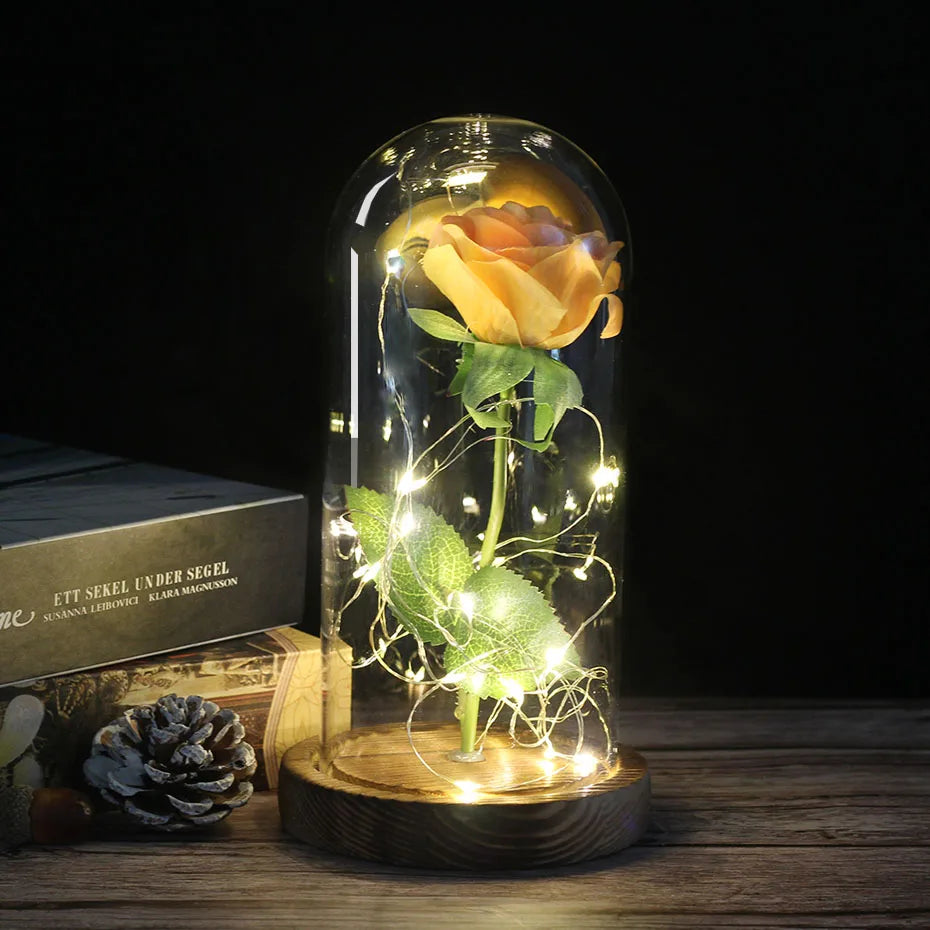 Glevato – Eternal Rose in Glass Dome with Atmospheric LED Lighting