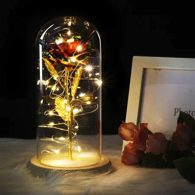 Glevato – Eternal Rose in Glass Dome with Atmospheric LED Lighting