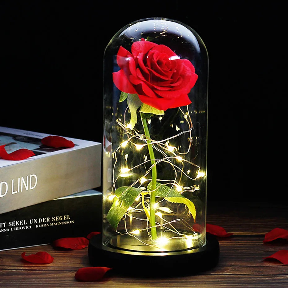Glevato – Eternal Rose in Glass Dome with Atmospheric LED Lighting