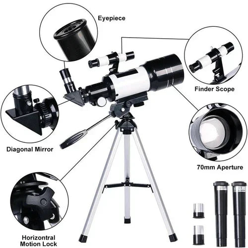 Glevato | Explore the Stars with Ease - Professional Telescope with Tripod & 150x Zoom for Moon Observation
