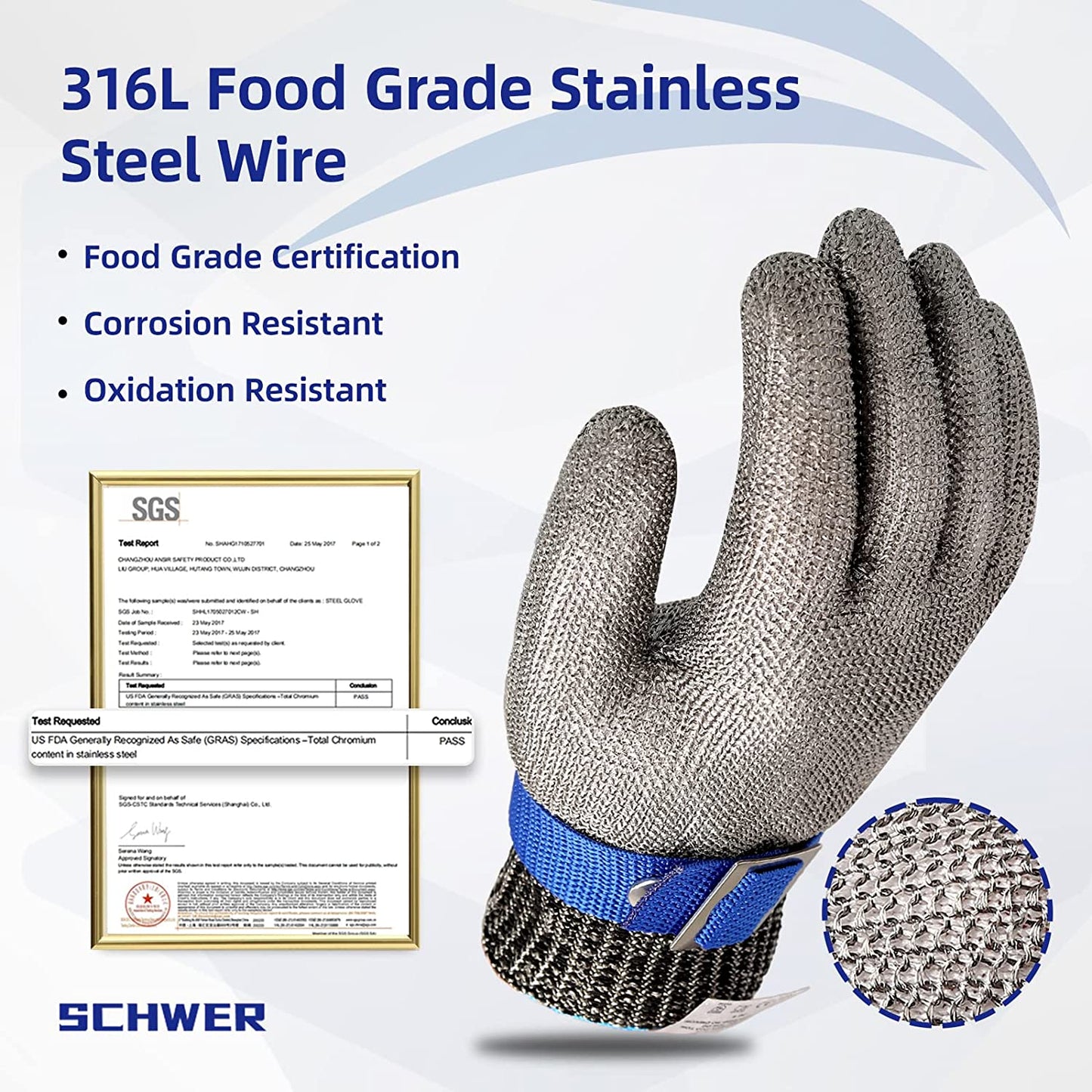 Glevato | Food Grade Stainless Steel Mesh Metal Glove