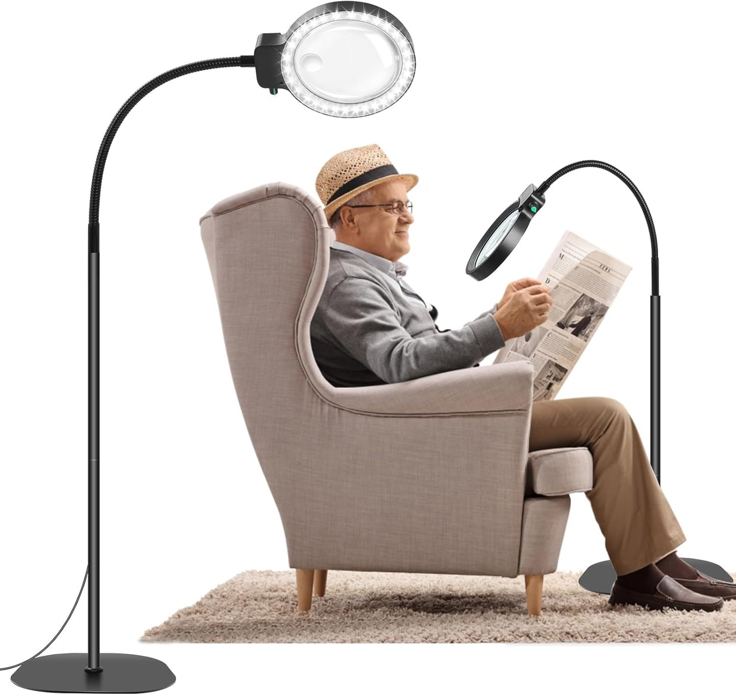 Glevato | Full-Sided Magnifying Glass with LED Light – Hands-Free Reading Aid for Books, Crafts, and Hobbies