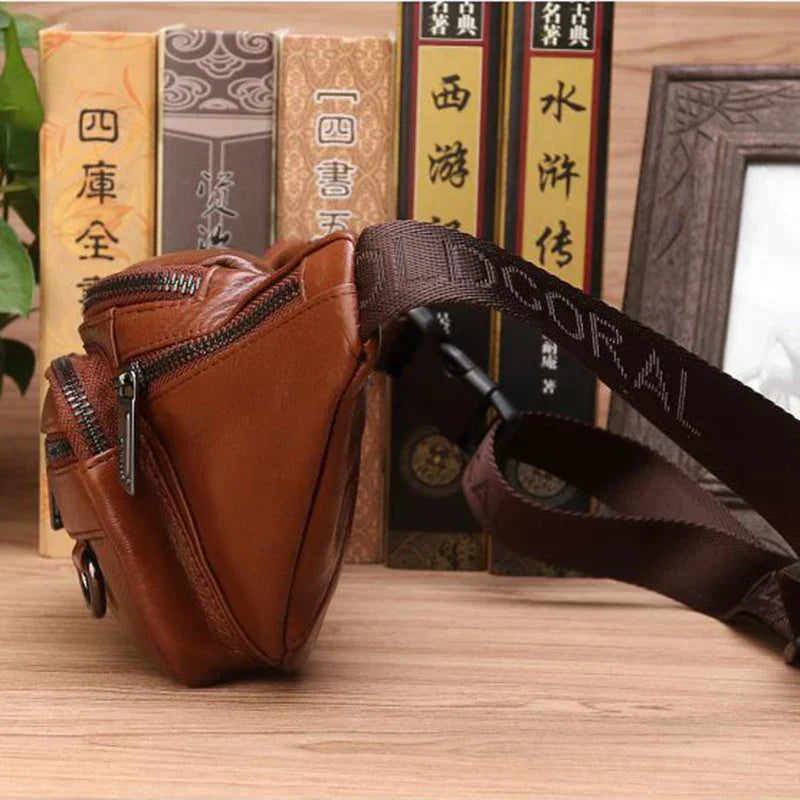 Glevato | Genuine Cowhide Leather Waist Bag for Men – Large Capacity Fanny Pack, Belt & Crossbody Travel Bag