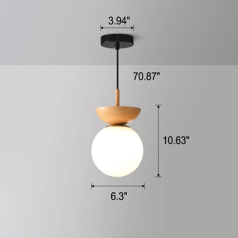 Glevato | Glass Globe Ceiling Light | Wood Grain Design
