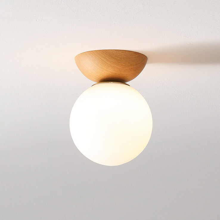 Glevato | Glass Globe Ceiling Light | Wood Grain Design