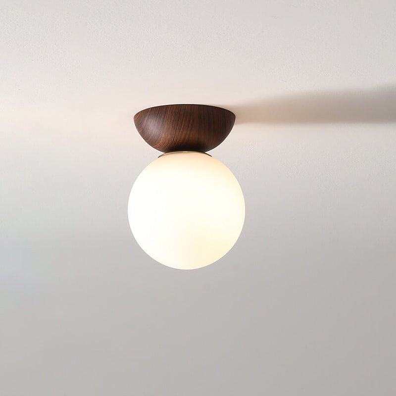 Glevato | Glass Globe Ceiling Light | Wood Grain Design