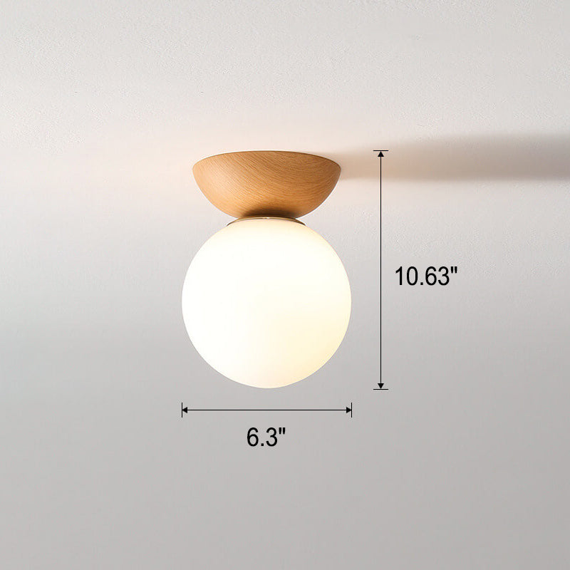 Glevato | Glass Globe Ceiling Light | Wood Grain Design