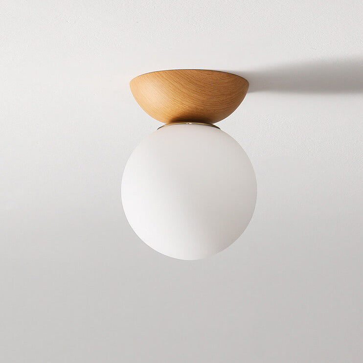 Glevato | Glass Globe Ceiling Light | Wood Grain Design