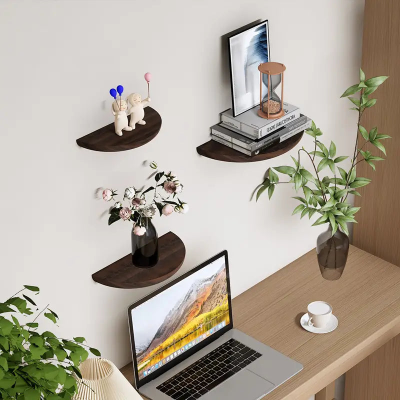 Glevato | Half-Round Wall Shelf | Stylish and Space-Saving | Natural Wood