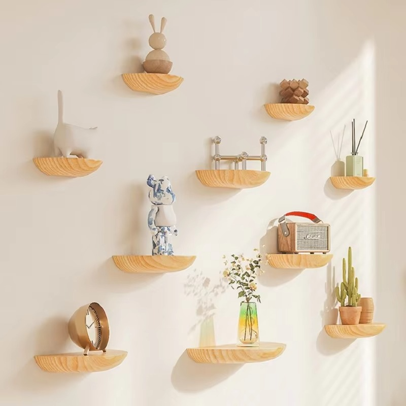 Glevato | Half-Round Wall Shelf | Stylish and Space-Saving | Natural Wood