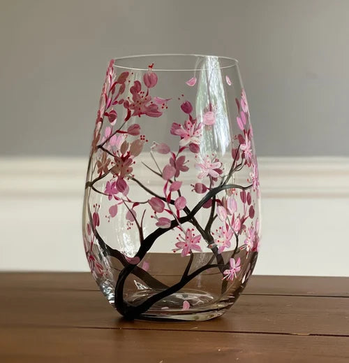 Glevato | Hand Painted Four Seasons Tree Wine Glasses | Unique Art