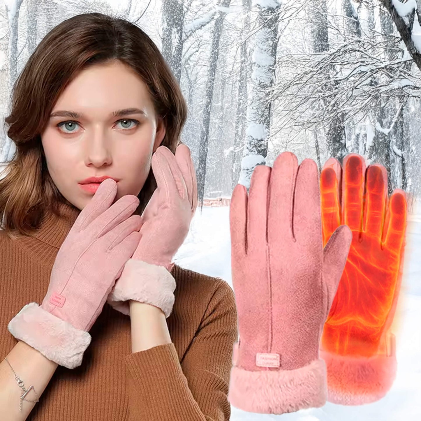 Glevato | Heated Gloves for Women UK – Women's Thermal Waterproof Winter Gloves with Touchscreen & USB Rechargeable Warm Design