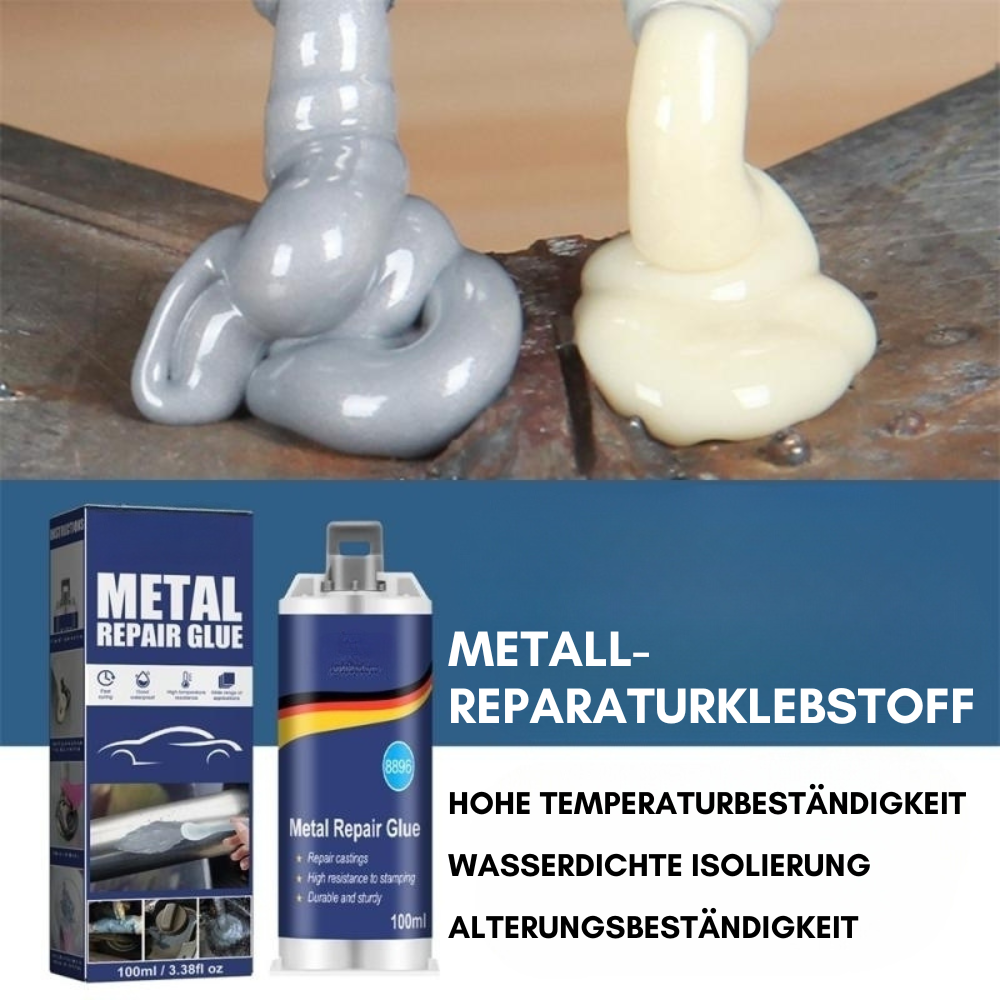 Glevato | High-Performance Metal Repair Adhesive | Industrial Adhesive for Cast Iron, Steel & Aluminum | Heat Resistant & Waterproof | 100ml Liquid Metal Repair Kit | Silver