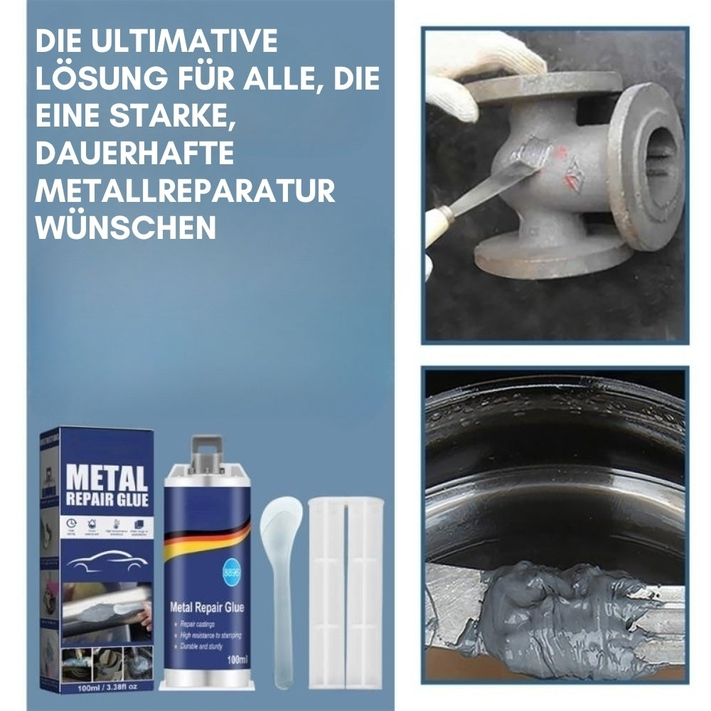 Glevato | High-Performance Metal Repair Adhesive | Industrial Adhesive for Cast Iron, Steel & Aluminum | Heat Resistant & Waterproof | 100ml Liquid Metal Repair Kit | Silver