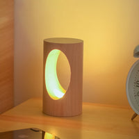 Glevato | Japońska prostokątna lampa nocna z litego drewna z USB