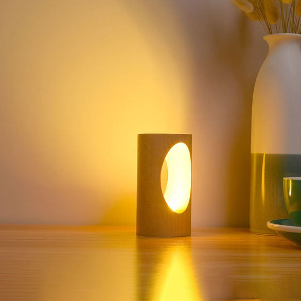 Glevato | Japanese Solid Wood Rectangular Column LED Night Lamp USB Table Lamp