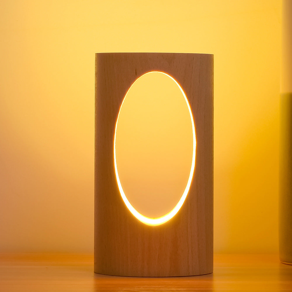 Glevato | Japanese Solid Wood Rectangular Column LED Night Lamp USB Table Lamp