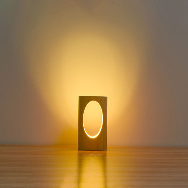 Glevato | Japanese Solid Wood Rectangular Column LED Night Lamp USB Table Lamp