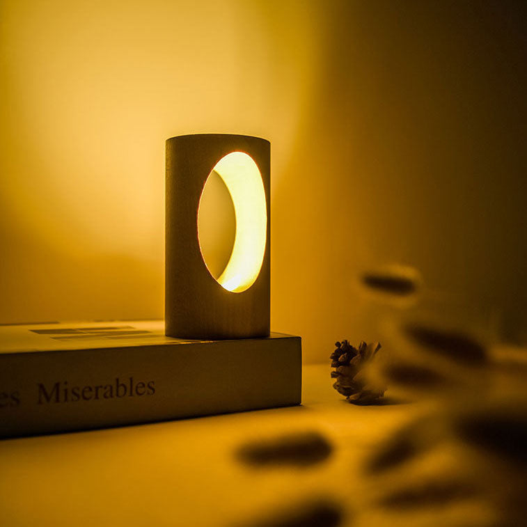Glevato | Japanese Solid Wood Rectangular Column LED Night Lamp USB Table Lamp