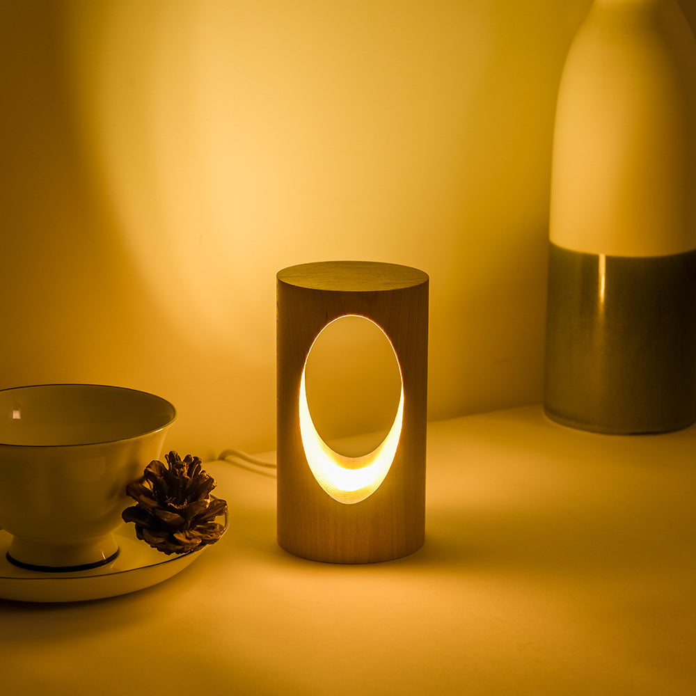 Glevato | Japanese Solid Wood Rectangular Column LED Night Lamp USB Table Lamp