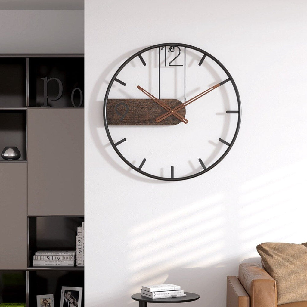 Glevato | Large Wall Clock with Wooden Inlay