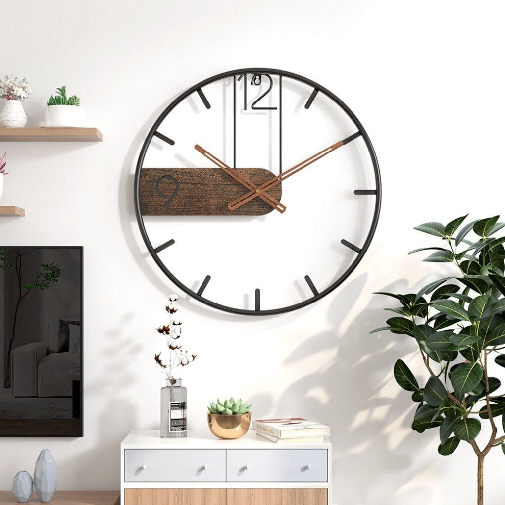 Glevato | Large Wall Clock with Wooden Inlay