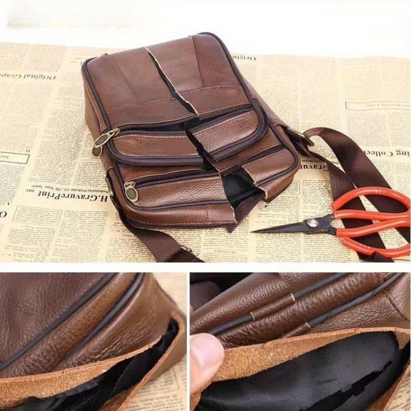 Glevato | Leather Men’s Shoulder Bag – Spacious Cowhide Bag with Adjustable Strap
