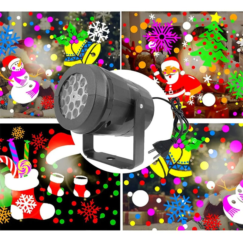 Glevato | LED Christmas Projector Snowflake Light Show – Waterproof Outdoor Lamp with 16 Patterns
