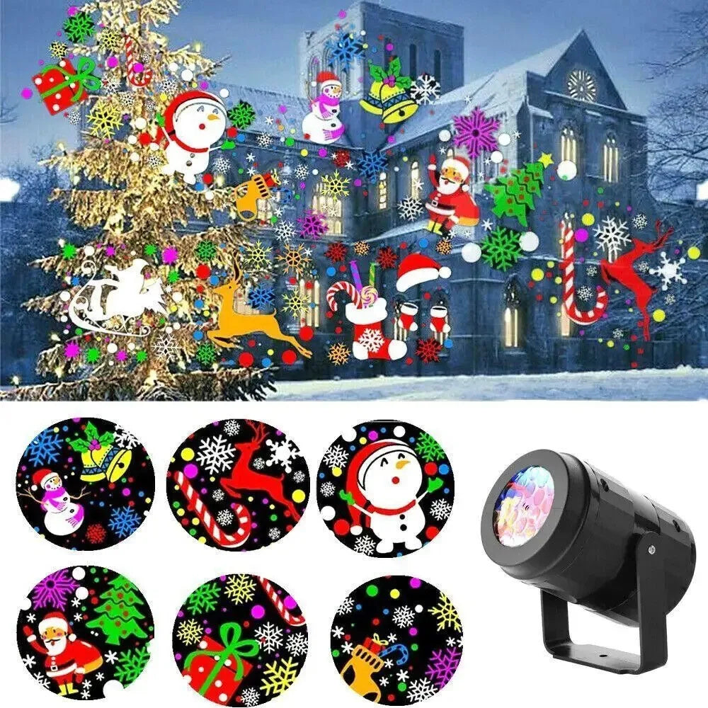 Glevato | LED Christmas Projector Snowflake Light Show – Waterproof Outdoor Lamp with 16 Patterns