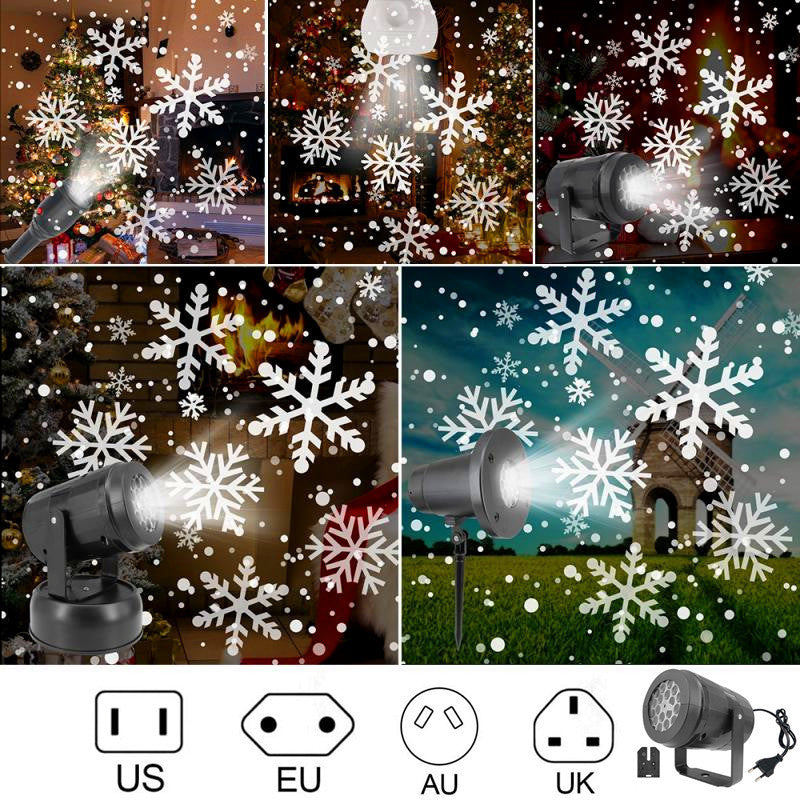 Glevato | LED Christmas Projector Snowflake Light Show – Waterproof Outdoor Lamp with 16 Patterns