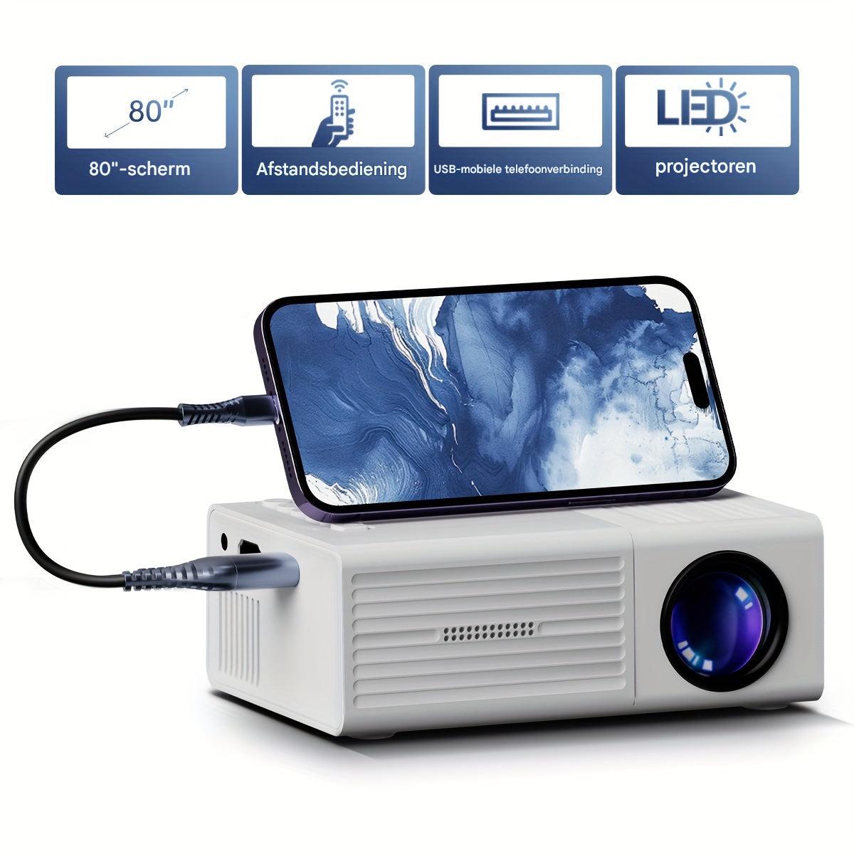 Glevato | LumoBeam Ultra-Bright Mini Projector (3000 Lumen) – Compact HD Home & Outdoor Cinema