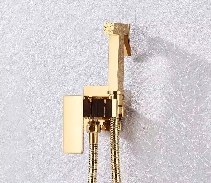 Glevato | Matte Black Bidet Shower Faucet in Solid Brass, Hygienic Shower, Hot-Cold Mixing Valve, Toilet Faucet for Muslim Use