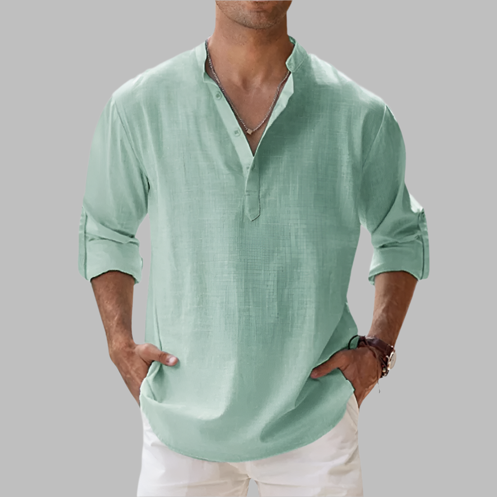 Glevato | Men's Band Collar Henley Shirt
