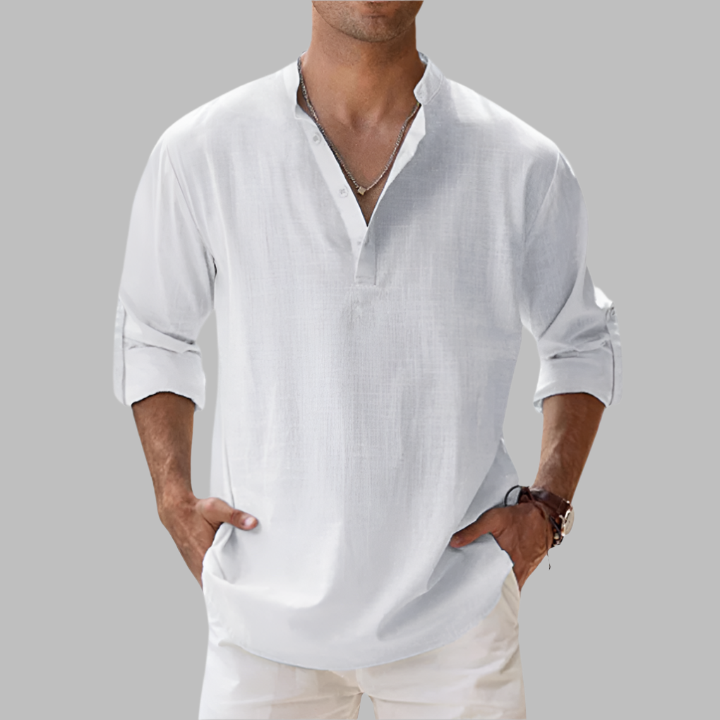 Glevato | Men's Band Collar Henley Shirt