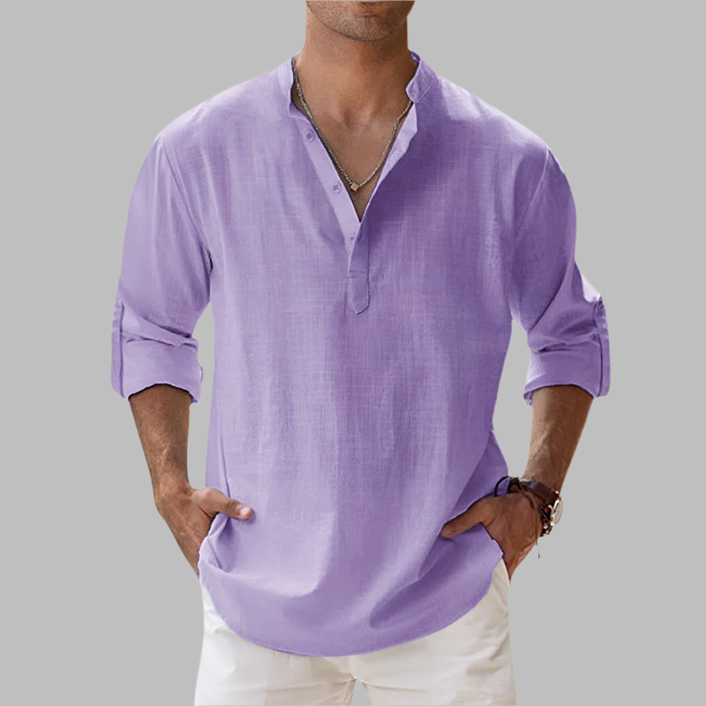 Glevato | Men's Band Collar Henley Shirt